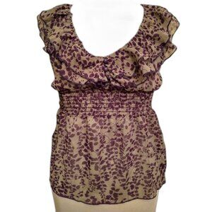 Vintage Wet Seal Y2K Ruffle Neck Smocked Peplum Blouse Size M